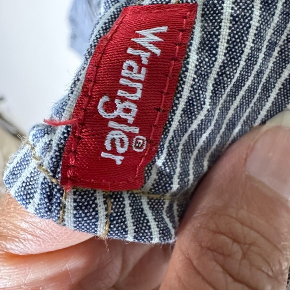 Wrangler Men’s Indigo Striped Denim Long Sleeve Shirt Brown Pearl Snaps  Size XL - Picture 6 of 12